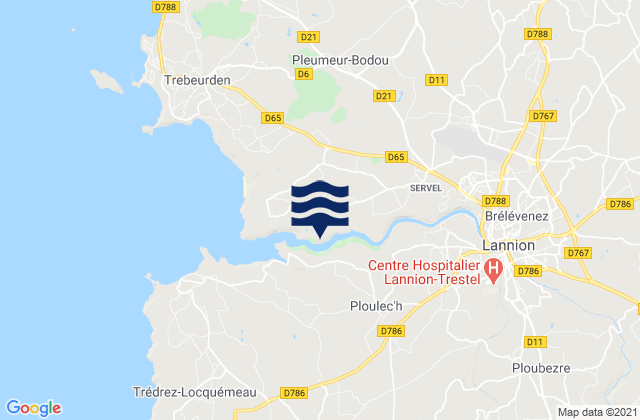 Karte der Gezeiten Pleumeur-Bodou, France