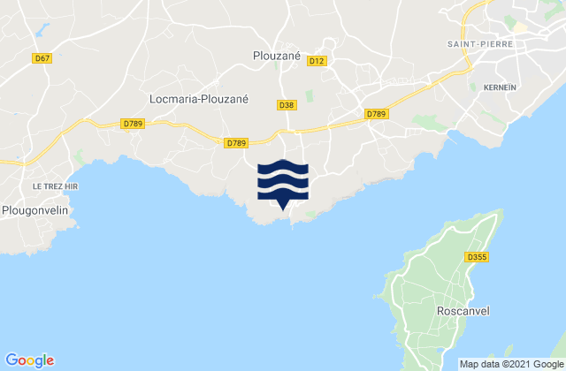 Karte der Gezeiten Plouzané, France