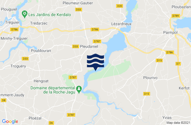 Karte der Gezeiten Plouëc-du-Trieux, France