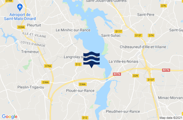 Karte der Gezeiten Plouër-sur-Rance, France
