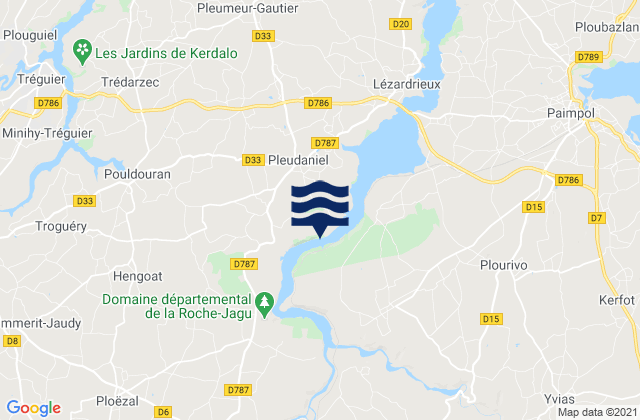 Karte der Gezeiten Ploëzal, France