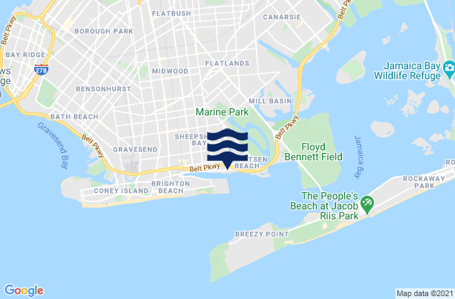 Karte der Gezeiten Plum Beach Brooklyn, United States