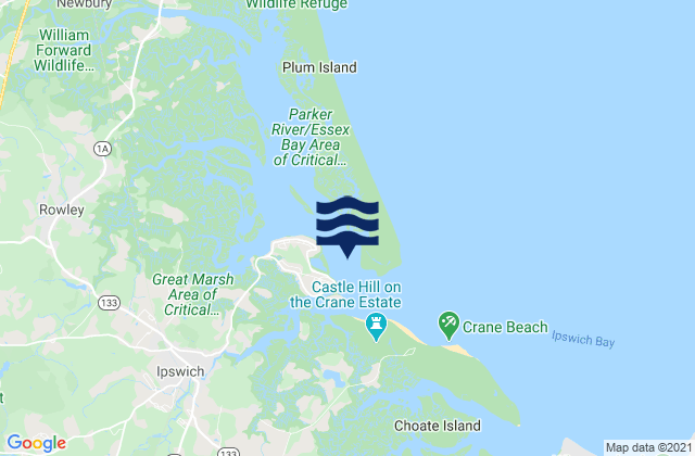 Karte der Gezeiten Plum Island Sound entrance, United States