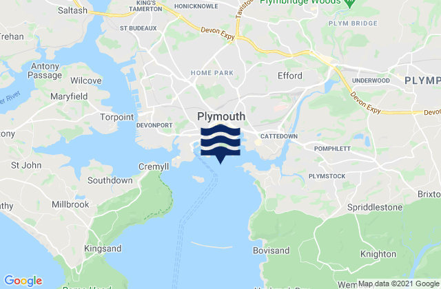 Karte der Gezeiten Plymouth, United Kingdom