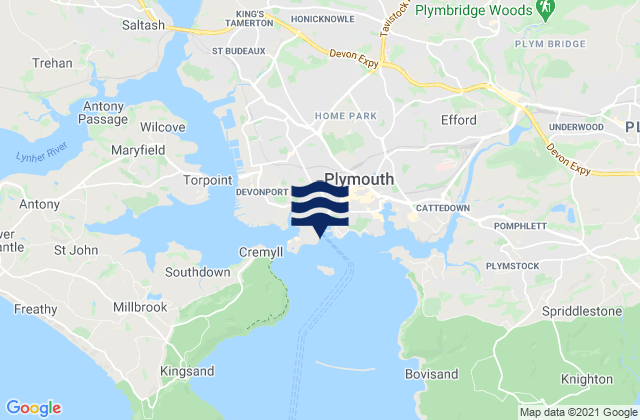 Karte der Gezeiten Plymouth Port, United Kingdom