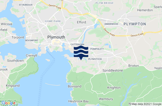 Karte der Gezeiten Plymstock, United Kingdom