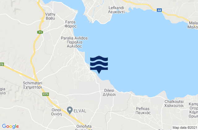 Karte der Gezeiten Pláka Dílesi, Greece