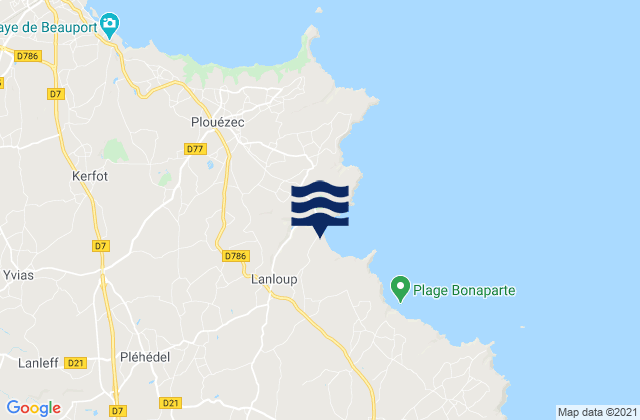 Karte der Gezeiten Pléhédel, France