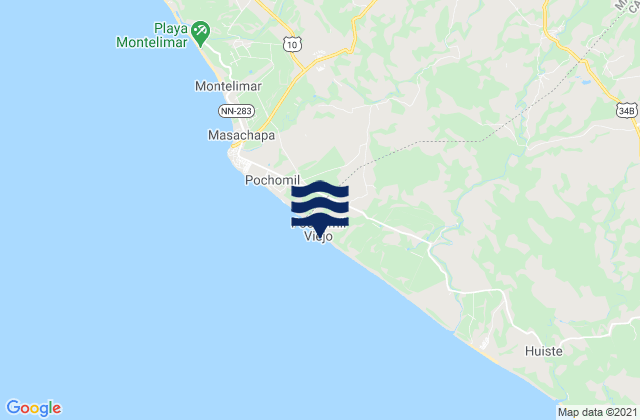 Karte der Gezeiten Pochomil, Nicaragua
