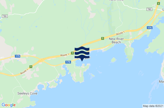 Karte der Gezeiten Pocologan Harbour, Canada