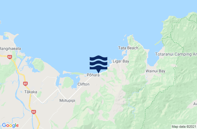 Karte der Gezeiten Pohara Beach, New Zealand