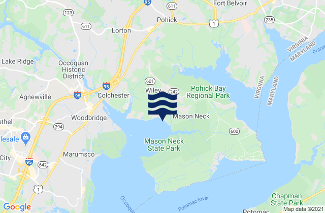 Karte der Gezeiten Pohick Bay, United States