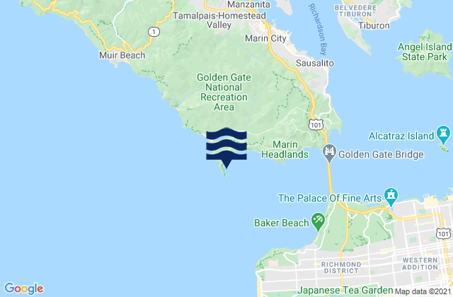 Karte der Gezeiten Point Bonita (Bonita Cove), United States