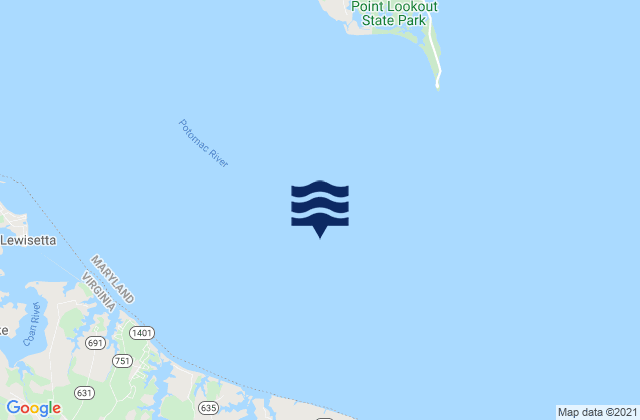 Karte der Gezeiten Point Lookout 3.1 n.mi. SW of, United States