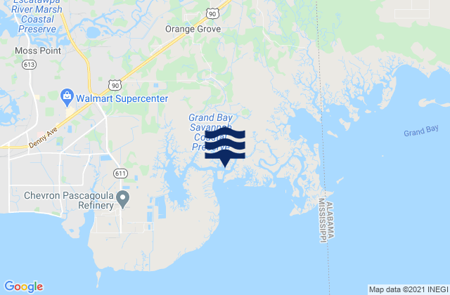 Karte der Gezeiten Point Of Pines Bayou Cumbest, United States