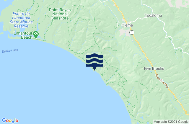 Karte der Gezeiten Point Reyes National Seashore, United States