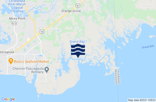 Karte der Gezeiten Point of Pines (Bayou Cumbest), United States