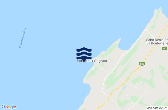 Karte der Gezeiten Pointe-Aux-Orignaux, Canada