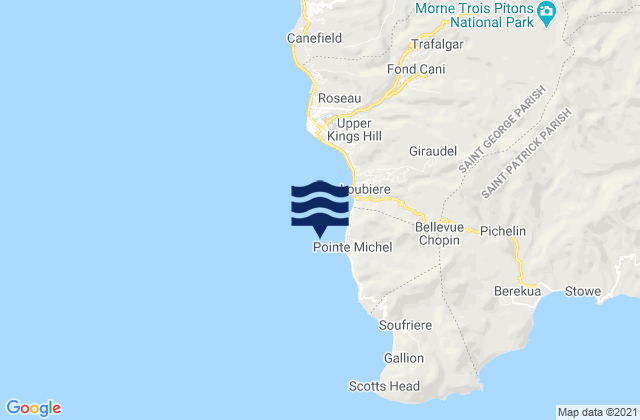 Karte der Gezeiten Pointe Michel, Dominica