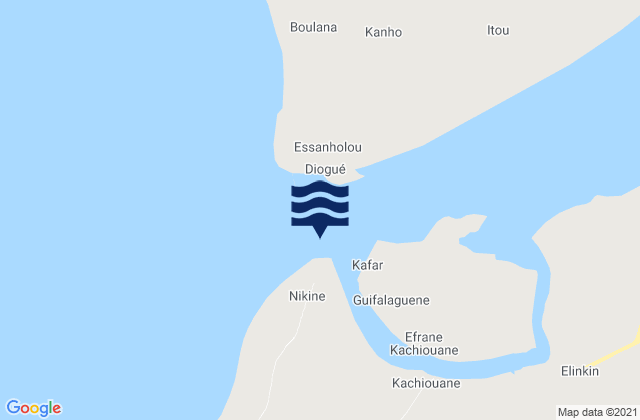 Karte der Gezeiten Pointe de Diogue, Senegal