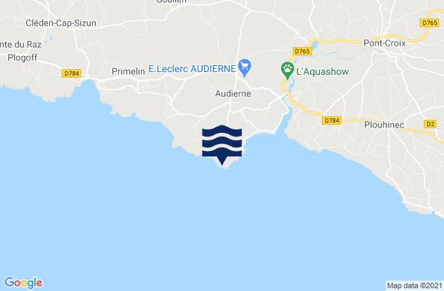 Karte der Gezeiten Pointe de Lervily, France