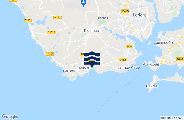 Karte der Gezeiten Pointe du Couregan, France