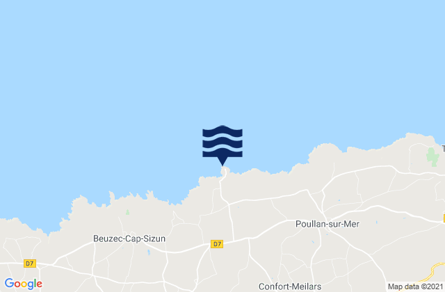 Karte der Gezeiten Pointe du Milier, France