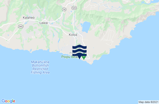 Karte der Gezeiten Poipu Beach, United States