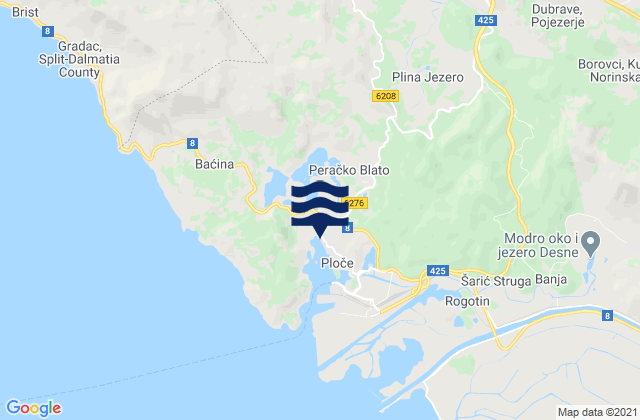 Karte der Gezeiten Pojezerje, Croatia