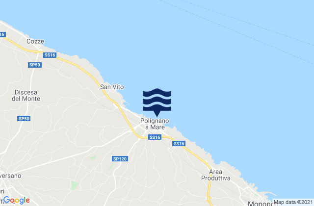 Karte der Gezeiten Polignano a Mare, Italy
