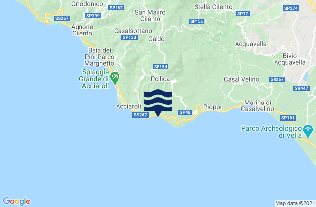 Karte der Gezeiten Pollica, Italy
