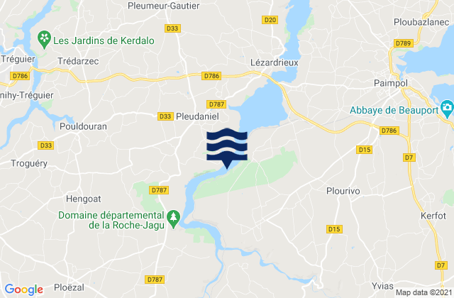 Karte der Gezeiten Pommerit-le-Vicomte, France