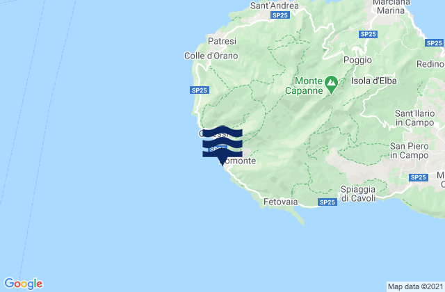 Karte der Gezeiten Pomonte, Italy