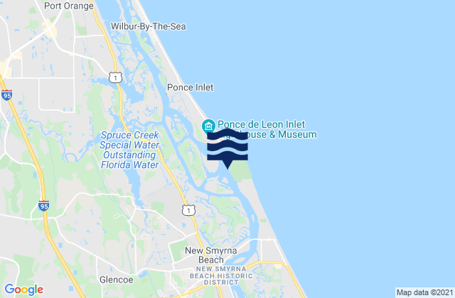 Karte der Gezeiten Ponce De Leon Inlet South, United States