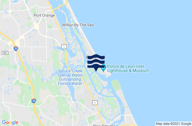 Karte der Gezeiten Ponce Inlet (Halifax River), United States