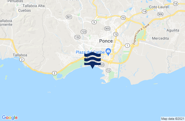 Karte der Gezeiten Ponce Municipio, Puerto Rico