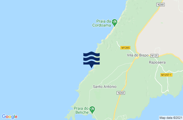 Karte der Gezeiten Ponta Ruiva, Portugal