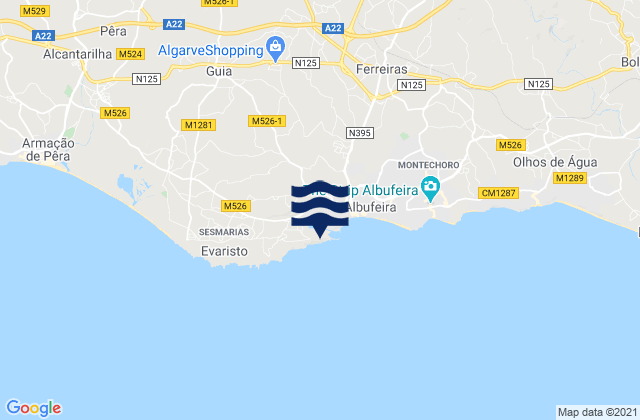 Karte der Gezeiten Ponta da Balieira, Portugal
