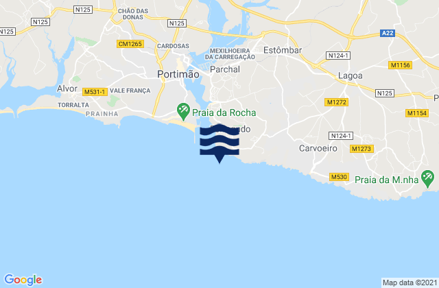 Karte der Gezeiten Ponta do Altar, Portugal