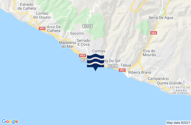 Karte der Gezeiten Ponta do Sol, Portugal