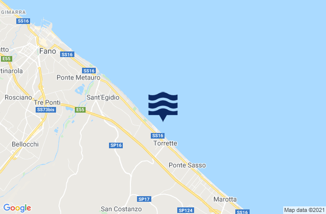 Karte der Gezeiten Ponte Sasso, Italy