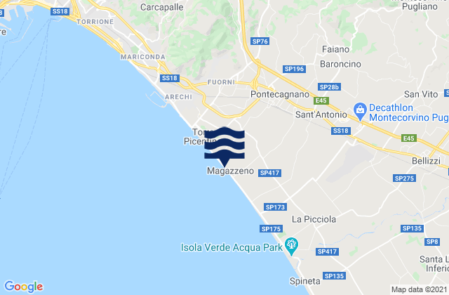 Karte der Gezeiten Pontecagnano, Italy