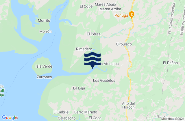 Karte der Gezeiten Ponuga, Panama