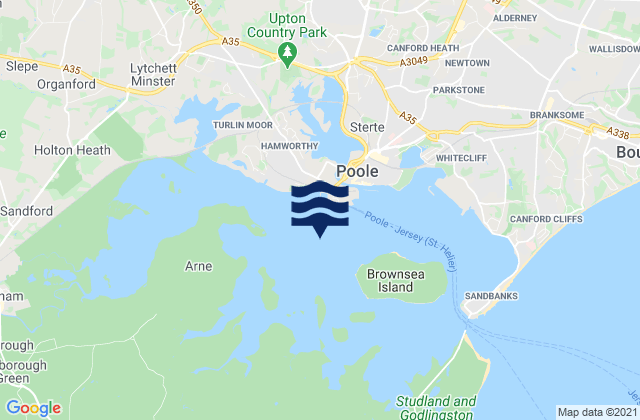 Karte der Gezeiten Poole Harbour, United Kingdom