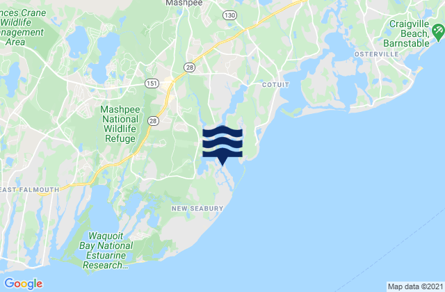 Karte der Gezeiten Poponesset Island Poponesset Bay, United States