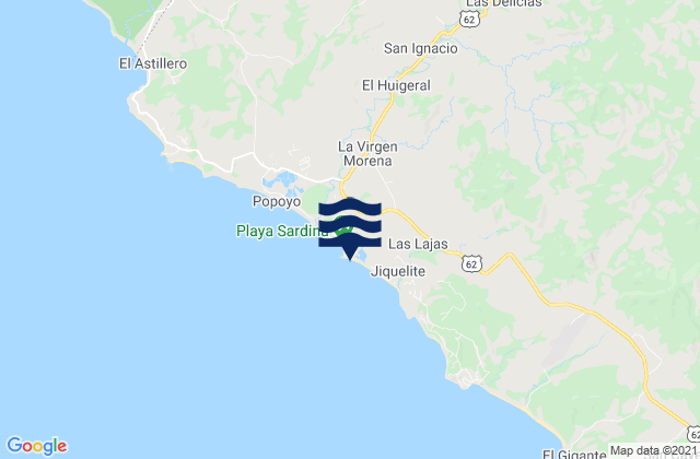 Karte der Gezeiten Popoyo, Nicaragua