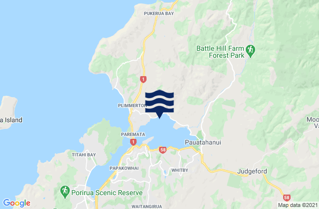Karte der Gezeiten Porirua City, New Zealand