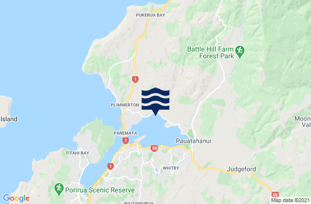Karte der Gezeiten Porirua Harbour (Pauatahanui Arm), New Zealand