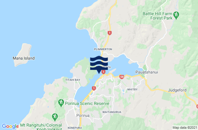Karte der Gezeiten Porirua Harbour, New Zealand