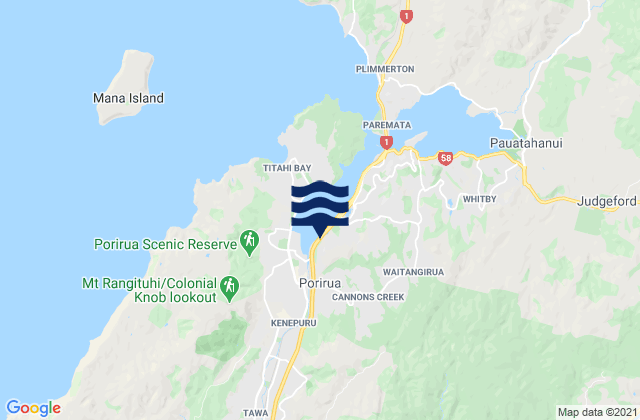 Karte der Gezeiten Porirua, New Zealand